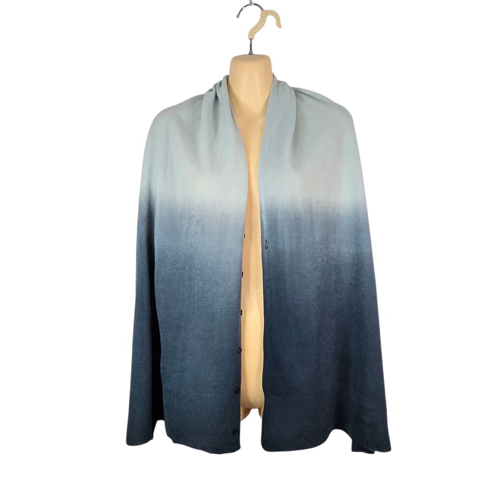 Cruise Club Ombre Cardishawl Blue 100% Acrylic Convertible Wrap Scarf NWT